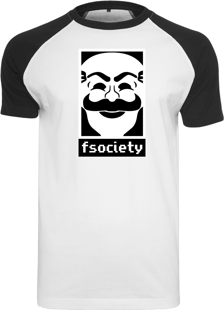 Lennart Fsociety T-shirt Raglan Tee White Clipart (1044x1044), Png Download