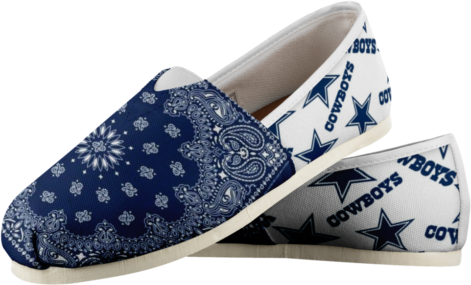 Customized Dallas Cowboys Navy Bandana Design Print - Slip-on Shoe Clipart (962x583), Png Download