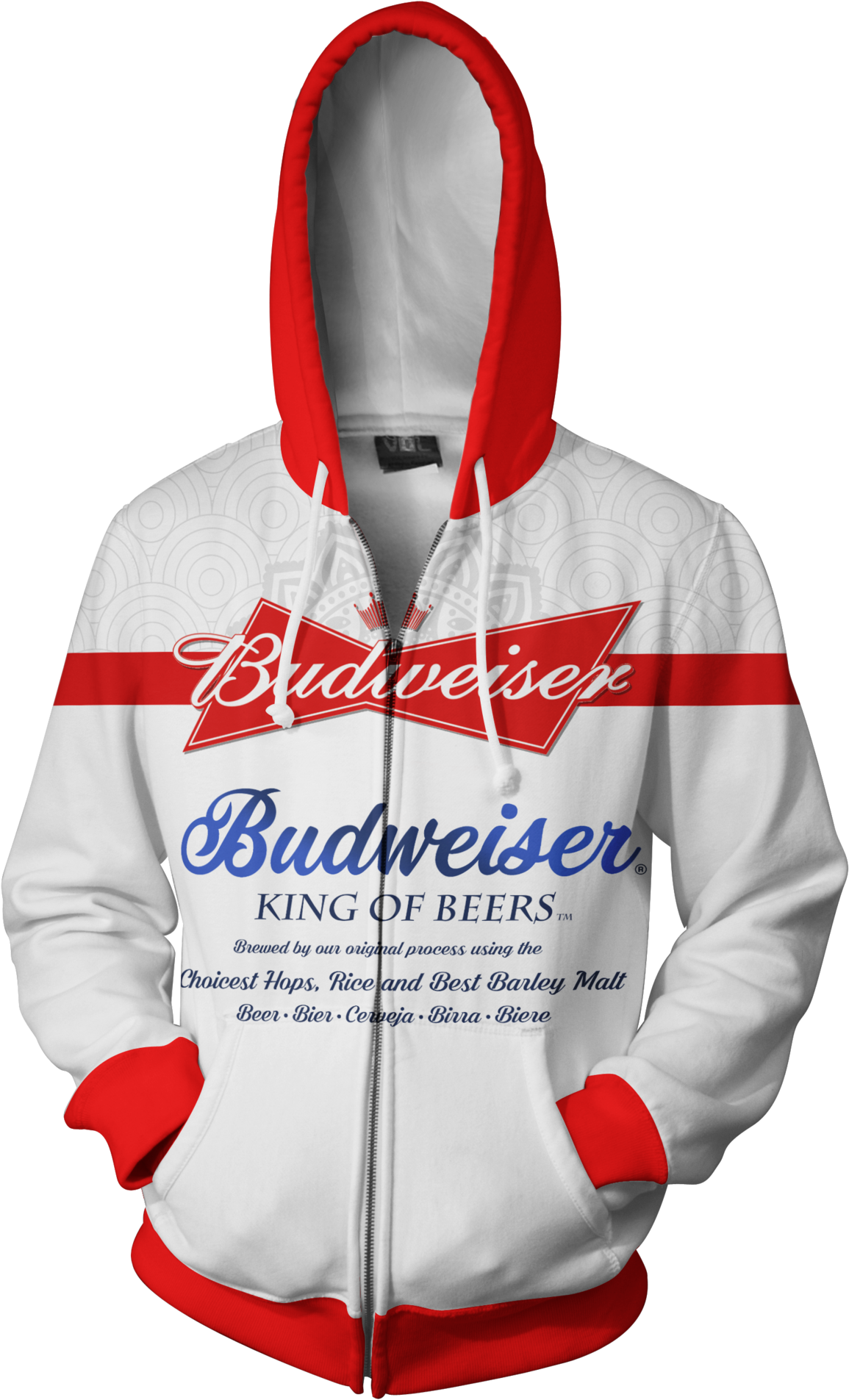 Budweiser Beer Sh497 Zip Hoodie - Mickey Mouse Hoodies For Men Clipart (1155x1905), Png Download