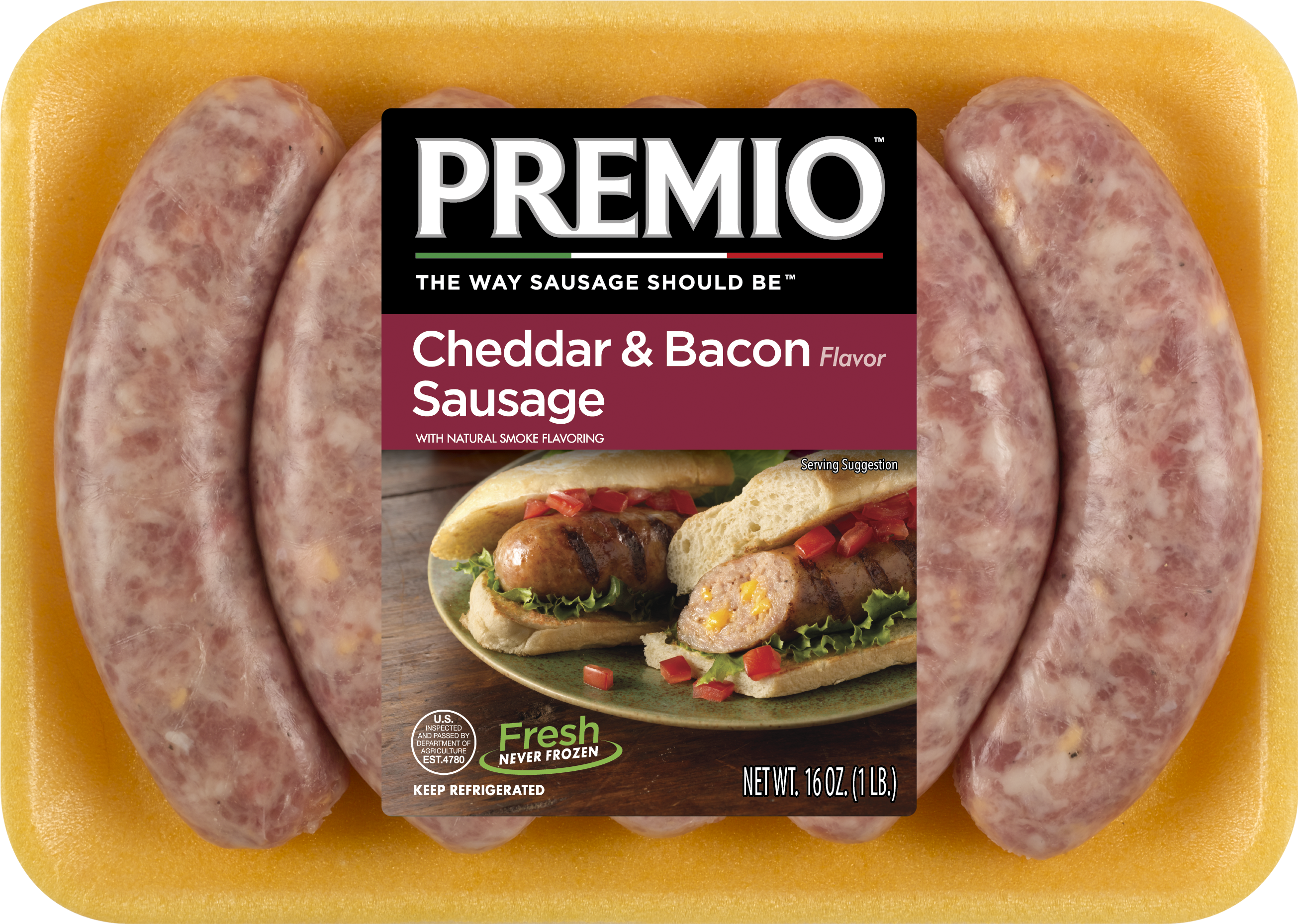 Premio Cheddar & Bacon Sausage - Premio Food Clipart (2891x2063), Png Download