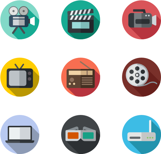 Rounded Multimedia - Business Flat Icons Png Clipart (600x564), Png Download