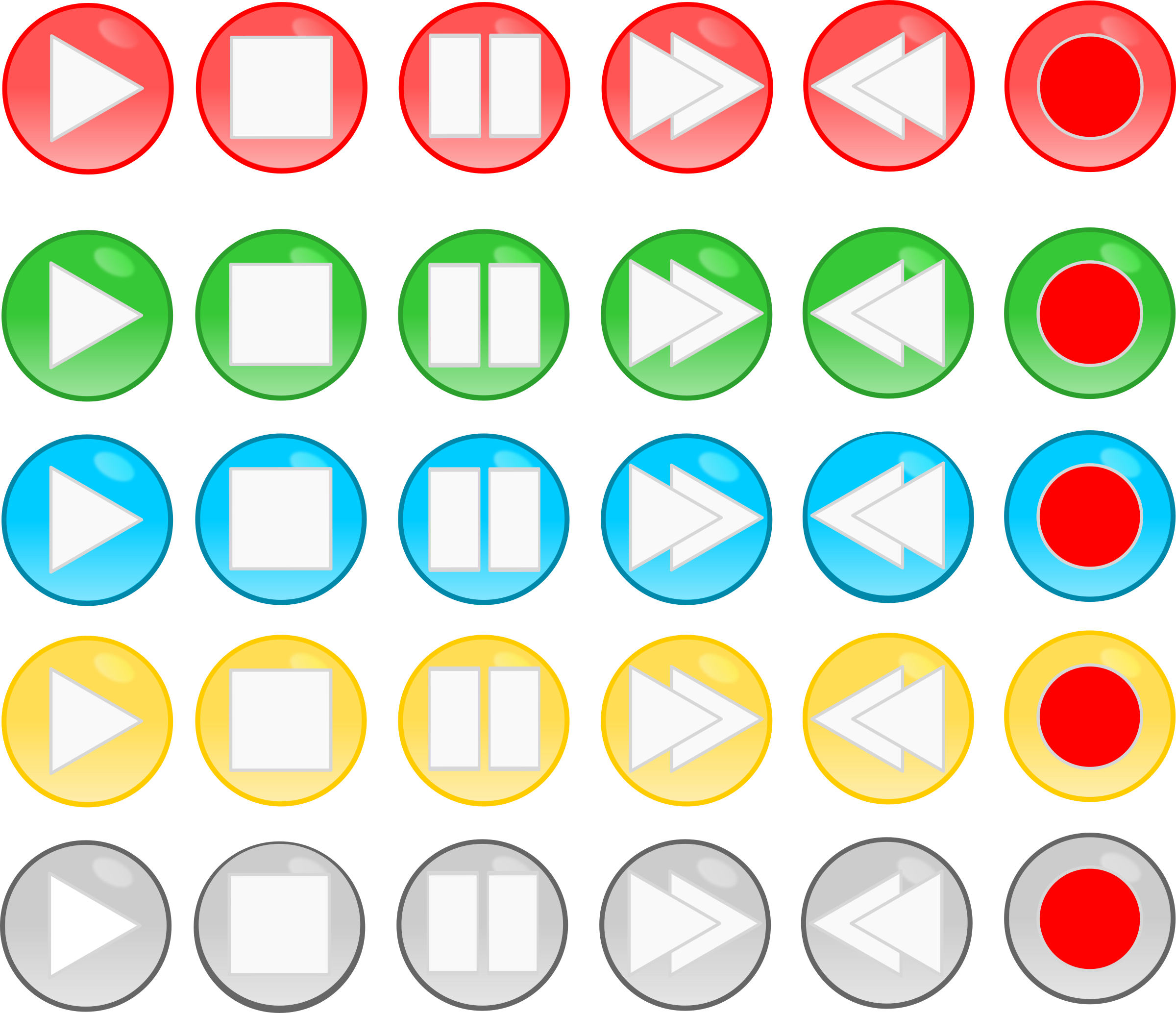 Buttons, Multimedia, Pause, Playback, Record, Rewind - Botones De Reproduccion Png Clipart (640x551), Png Download