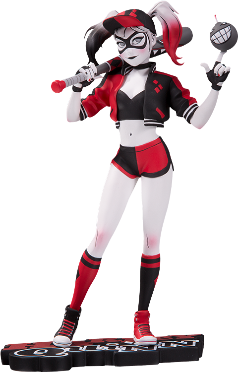 About The Mingjue Helen Chen Harley Quinn Statue - Harley Quinn Red White And Black Statue Clipart (480x750), Png Download