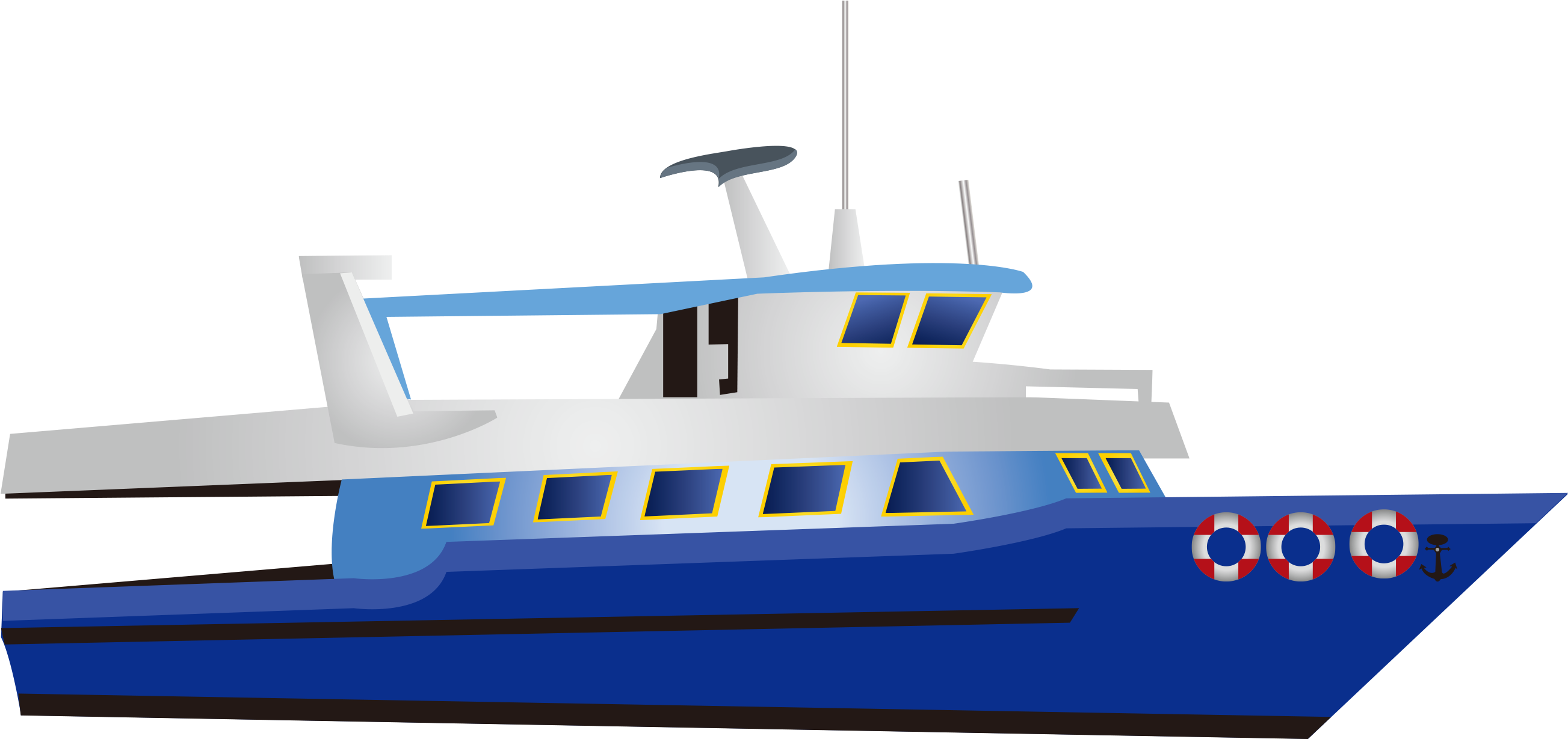 Drawn Yacht Ferry Boat - Cartoon Yacht Png Clipart (2831x1388), Png Download