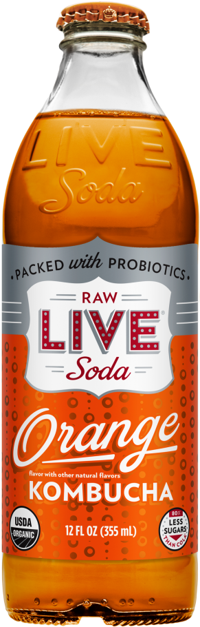 Live Soda Raw Orange Kombucha Soda - Kombucha Live Soda Png Clipart (333x960), Png Download