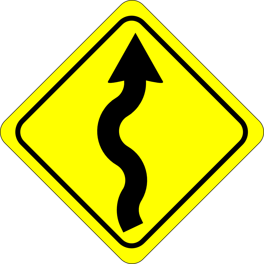 Street Sign Cliparts - Curvy Road Ahead Sign - Png Download (600x600), Png Download