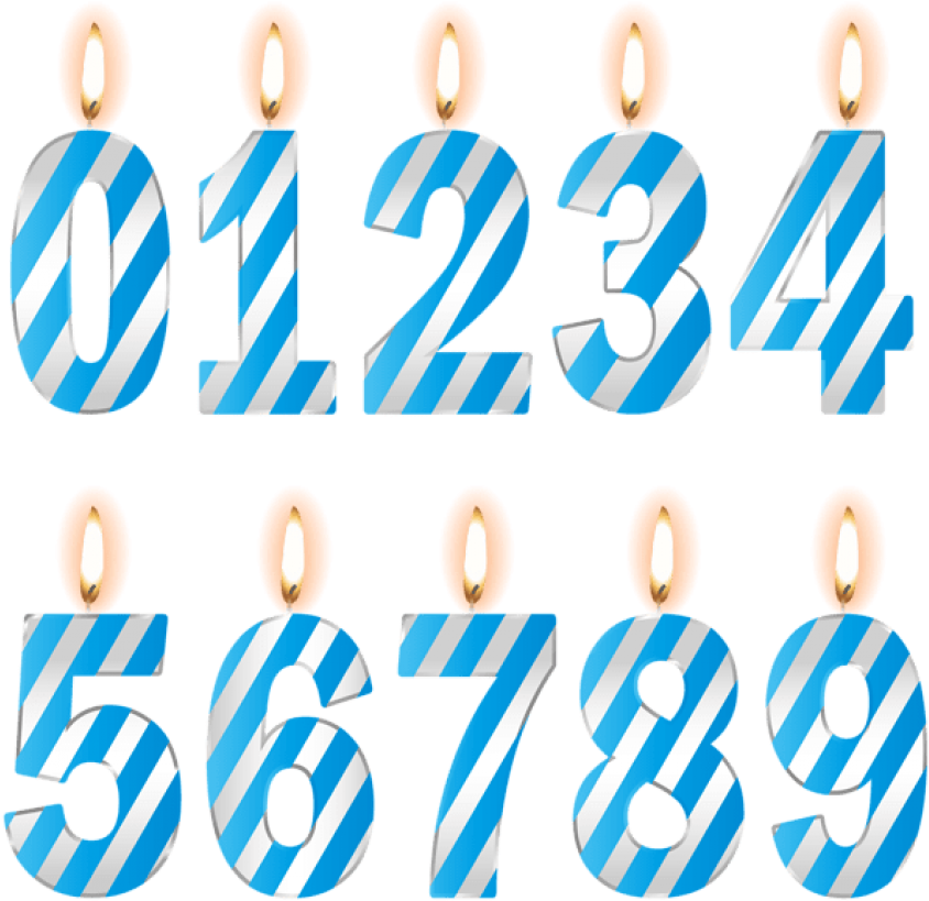 Free Png Download Numbers Birthday Candles Blue Png - Numbered Birthday Candles Clipart Transparent Png (850x828), Png Download