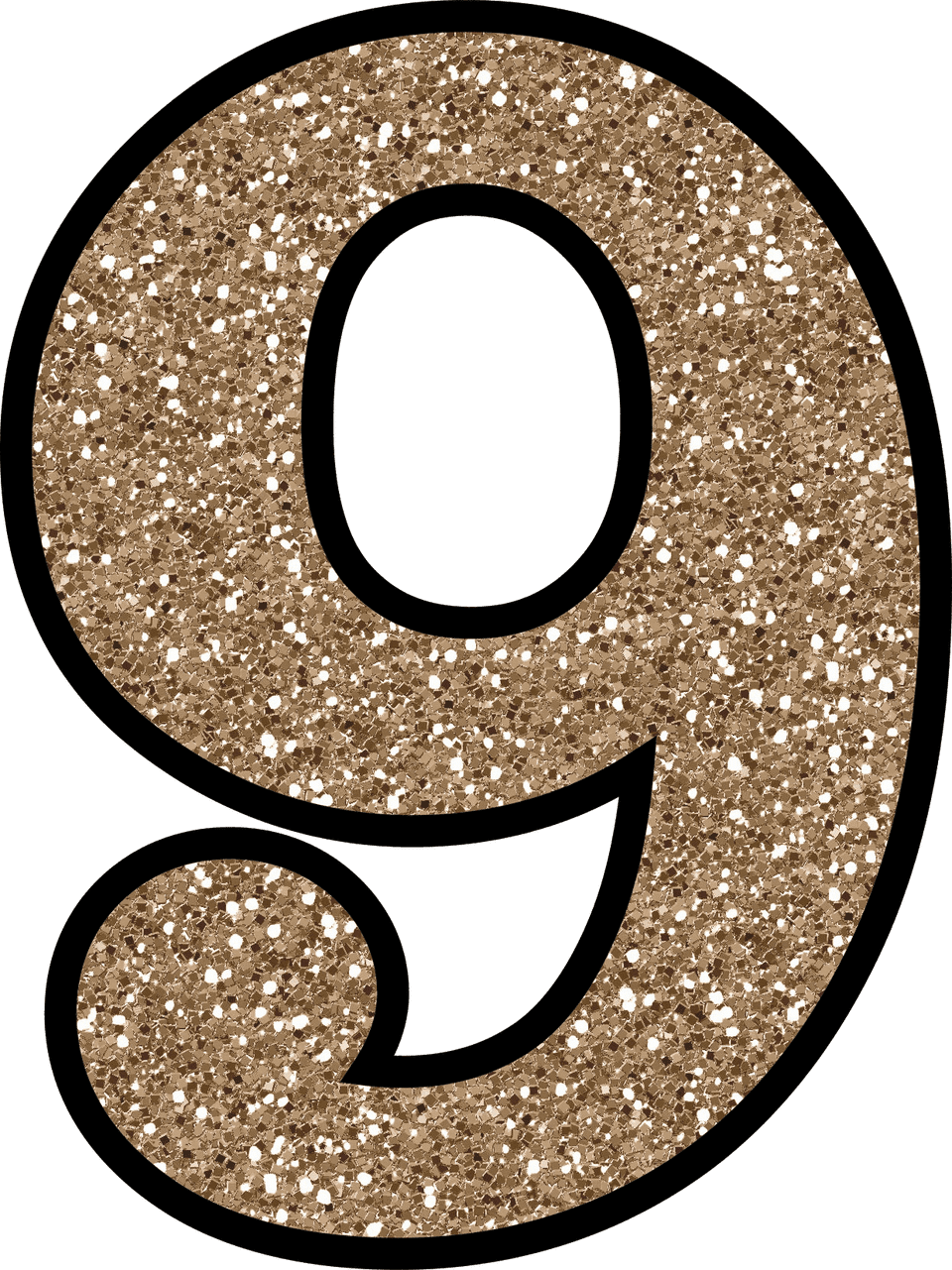 Sparkling Number - Number 9 Glitter Clipart (640x854), Png Download