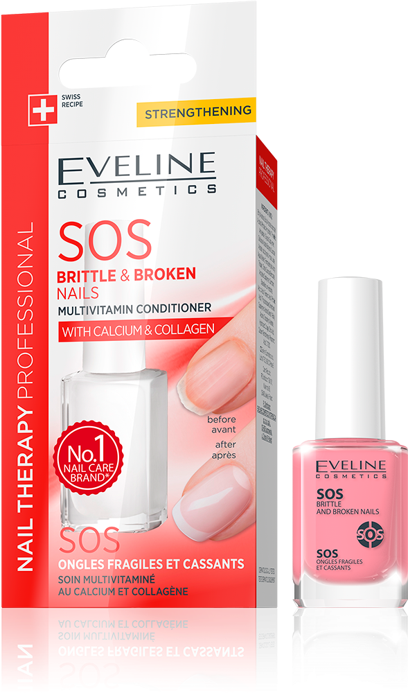 Nail Therapy Sos Brittle And Broken Nails - Eveline Nail Therapy Clipart (1000x1000), Png Download