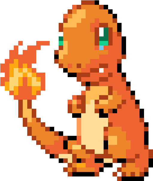 Charmander - Pixel Art Pokemon Facile Clipart (585x615), Png Download