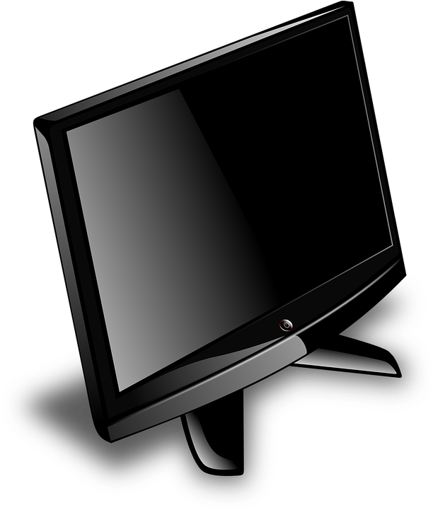 Tv, Television, Monitor, Flatscreen, Black, Glossy - Tv Television Clipart (619x720), Png Download