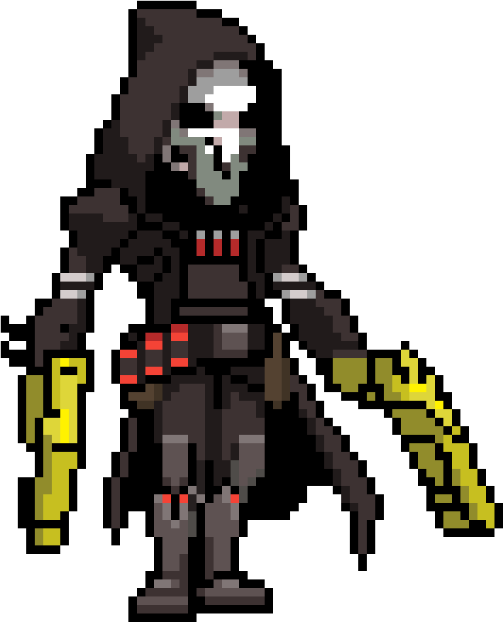 Reaper Pixel With Golden Gun's - Overwatch Reaper Pixel Art Clipart (1200x1200), Png Download