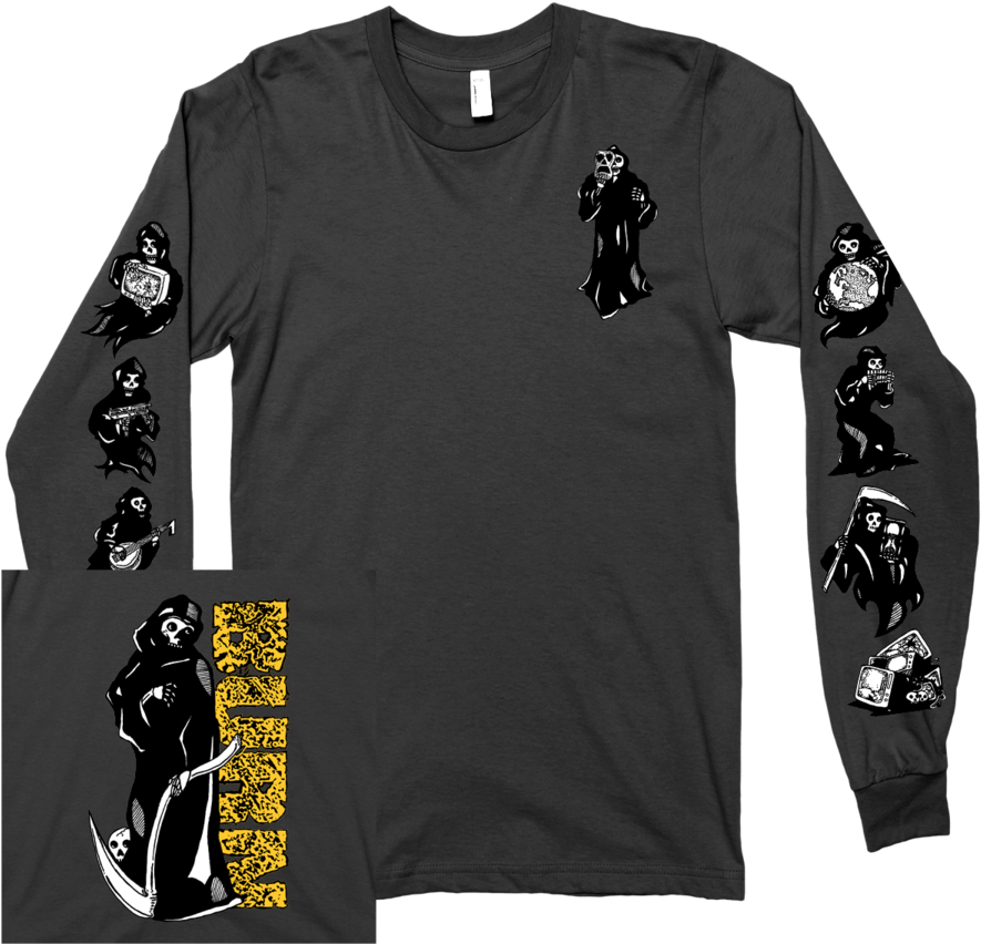 Burn "reaper" Black Longsleeve - Long-sleeved T-shirt Clipart (885x852), Png Download