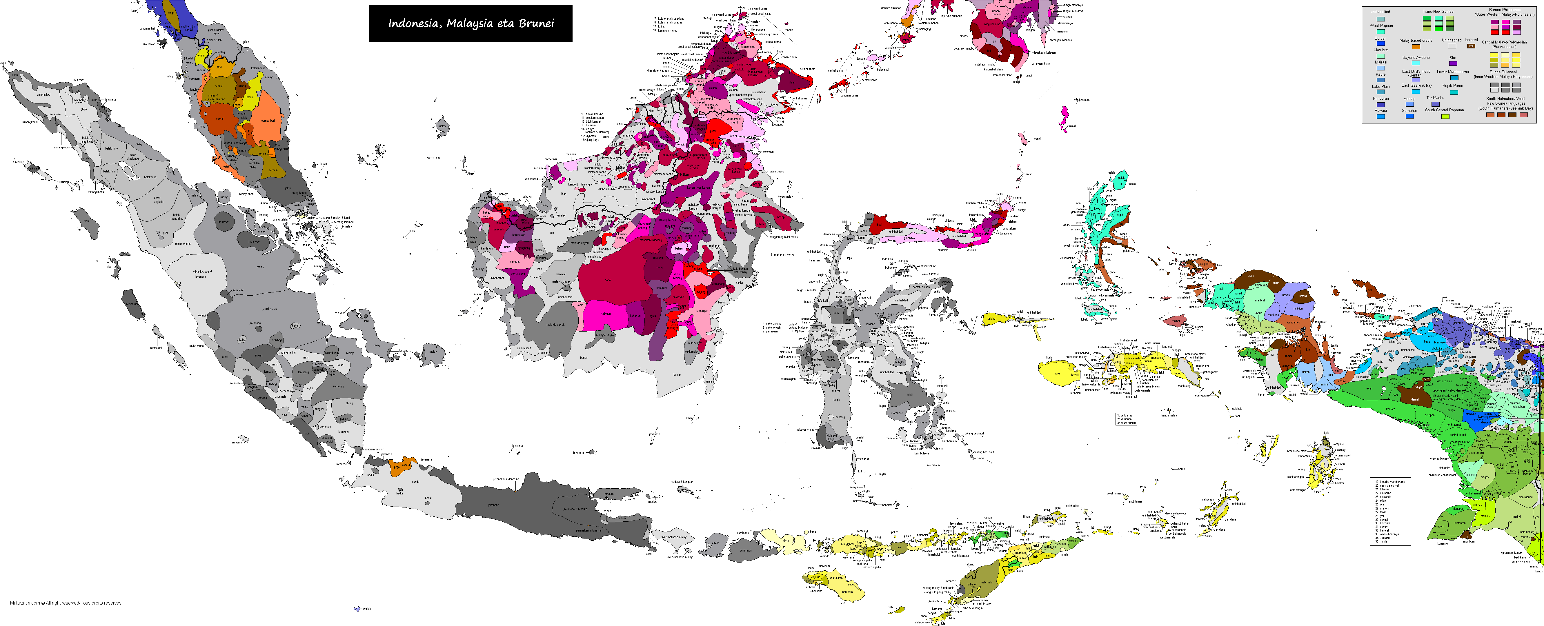 Linguistic Map Of Indonesia [5344 X 2187] - Map Of Languages In Indonesia Clipart (5344x2182), Png Download