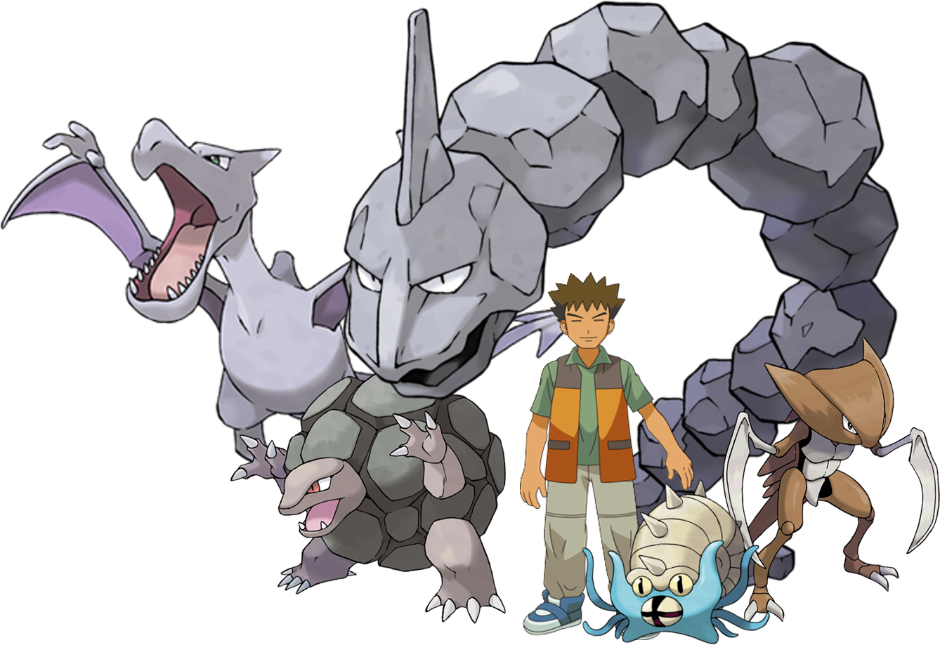 Team Brock Aerodactyl, Golem, Onyx, Omastar, And Kabutops - Onix Pokemon Go Clipart (1356x963), Png Download