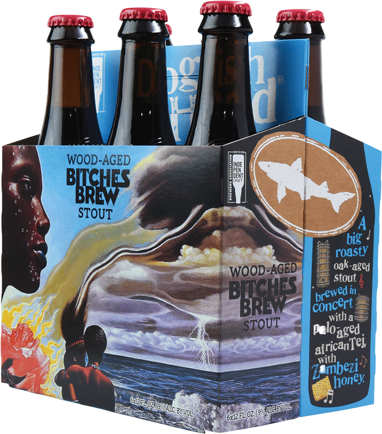 Dogfish Head Wood-aged Bitches Brew Has An Alcohol - Beer Bottle Clipart (750x879), Png Download
