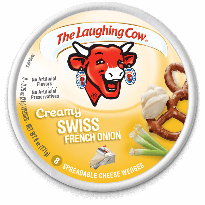 The Laughing Cow Creamy Swiss French Onion Cheese Spread - Laughing Cow French Onion Cheese Clipart (700x700), Png Download