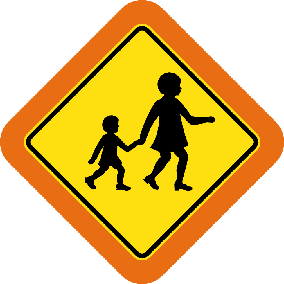Australia Road Sign W6-3 - School Crossing Sign Australia Clipart (978x978), Png Download