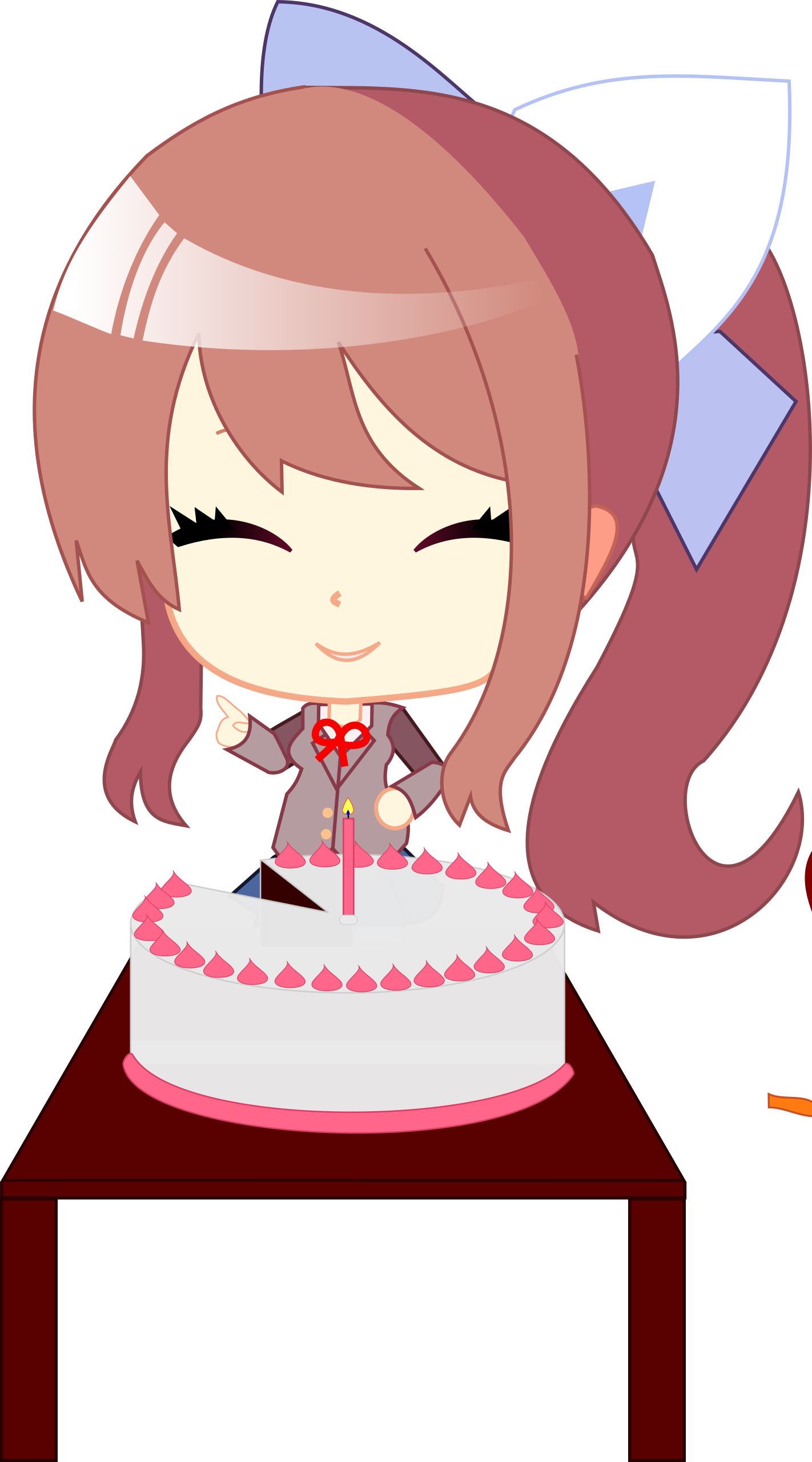 Monika And The Cake - Doki Doki Chibi Characters Clipart (1422x2559), Png Download