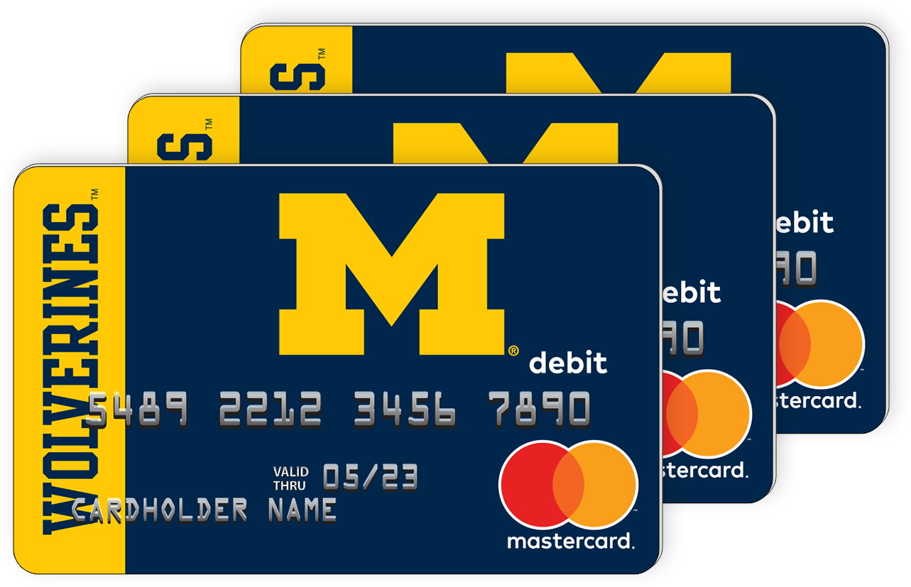 Michigan Wolverines Fancard Prepaid Mastercard Group - University Of Michigan Clipart (1572x1171), Png Download