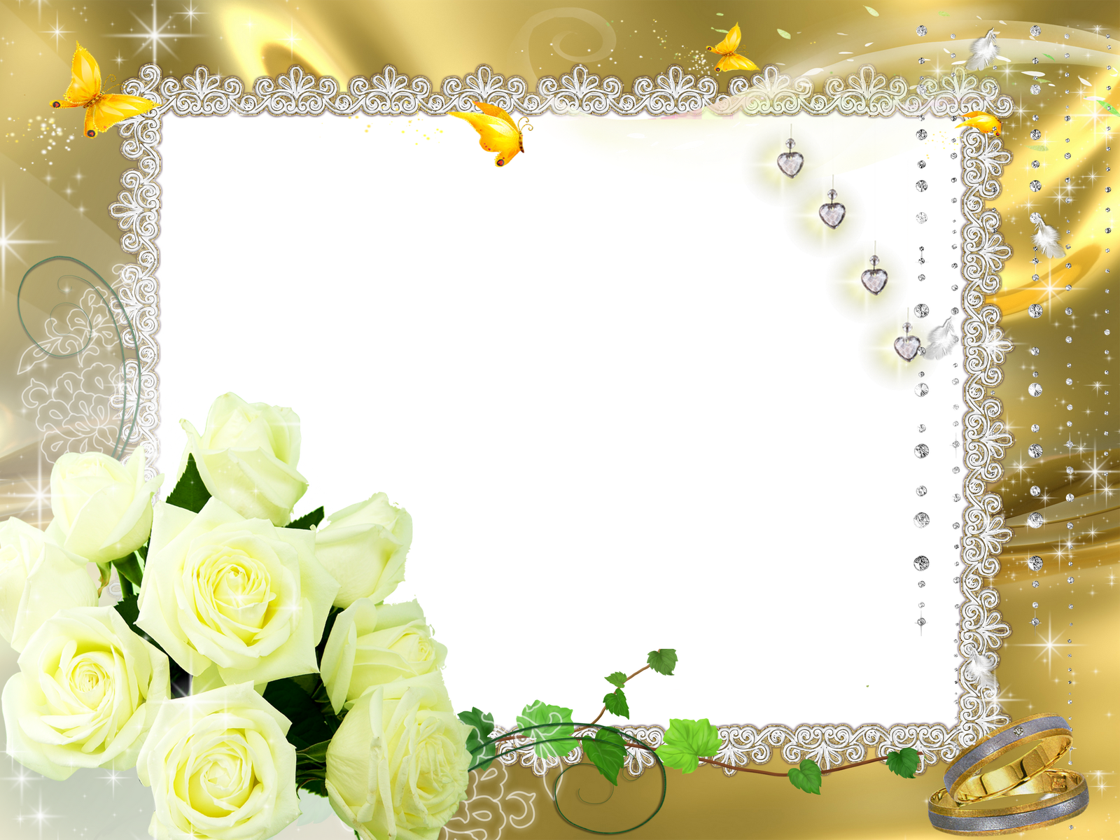 Frames Png - Casamento - Garden Roses Clipart (1600x1200), Png Download