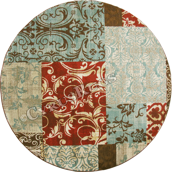 Morocco Floral Round Rug 3237f Multi Multi Du - Circle Clipart (720x720), Png Download