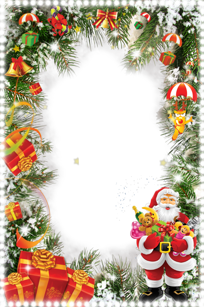 Montaje Ve Hacia La Sección De "poner Marco A La Foto\ - Frame Christmas Clipart (693x1040), Png Download