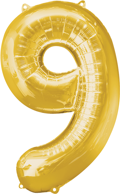 Numero 9 Dorado 28 Pulgadas Globo Metálico - 40 Number 9 Foil Balloon Red Clipart (600x630), Png Download