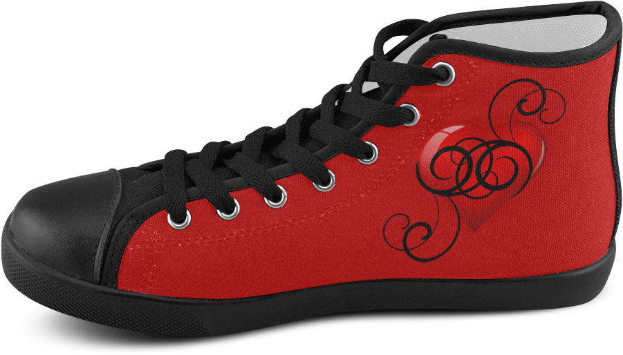 Black And Red Elegant Flourish Heart Women's High Top - Chevy Shoes Clipart (1000x1000), Png Download