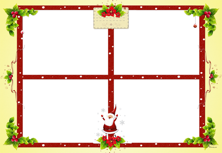 Plantilla Christmas 1 - Marcos Para 4 Fotos De Navidad Clipart (709x490), Png Download