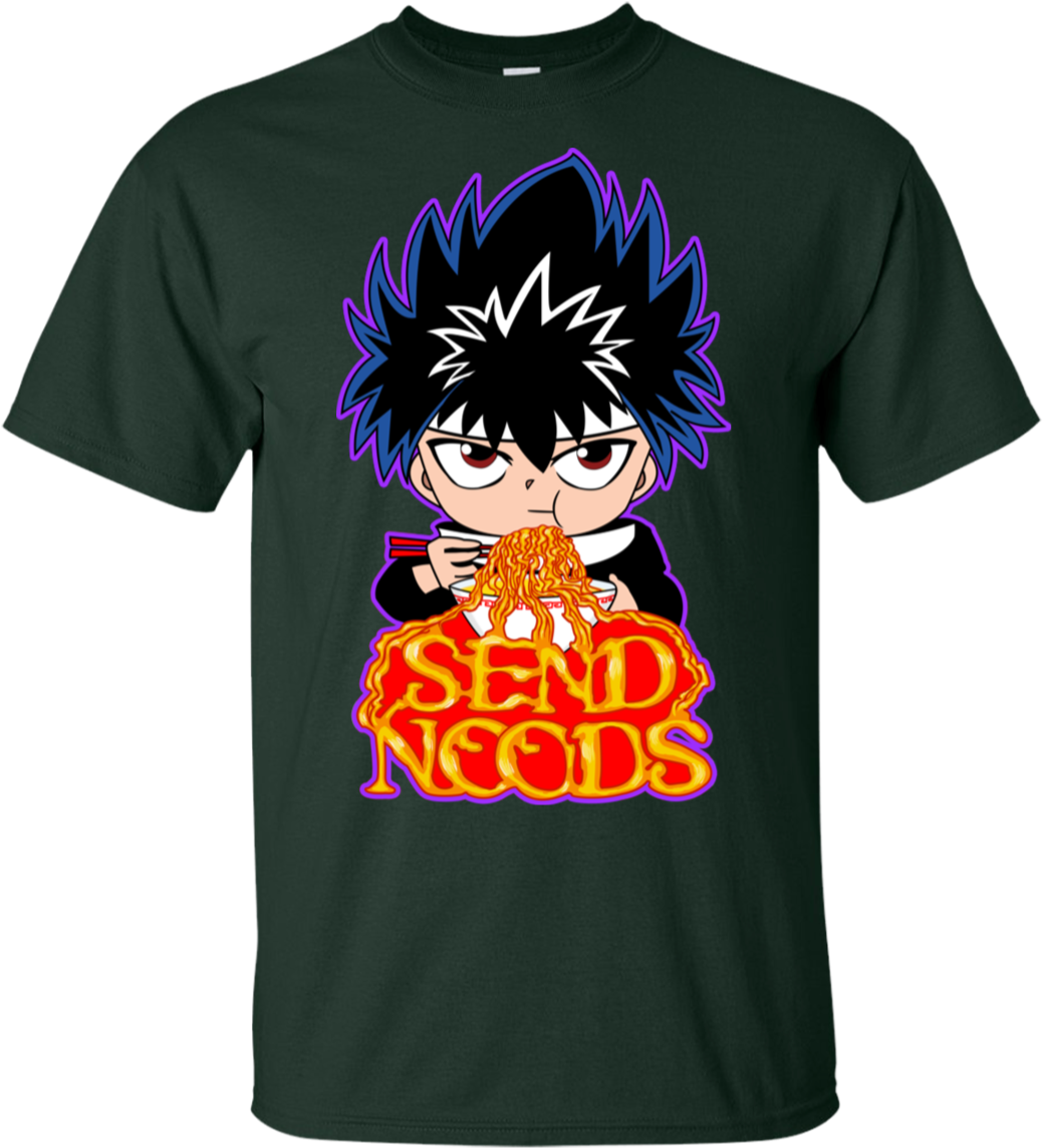 Hiei Send Noods Basic Tee - T-shirt Clipart (1155x1155), Png Download