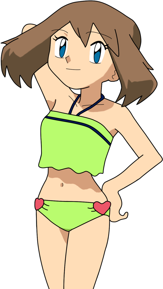 View May Swimsuit 3 , - Pokemon May Green Bikini Clipart (791x1238), Png Download