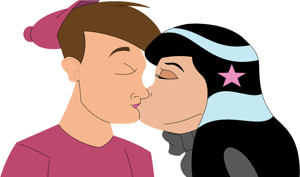 Timmy And Betty Kiss - Kiss On Lips Clipart (1270x751), Png Download
