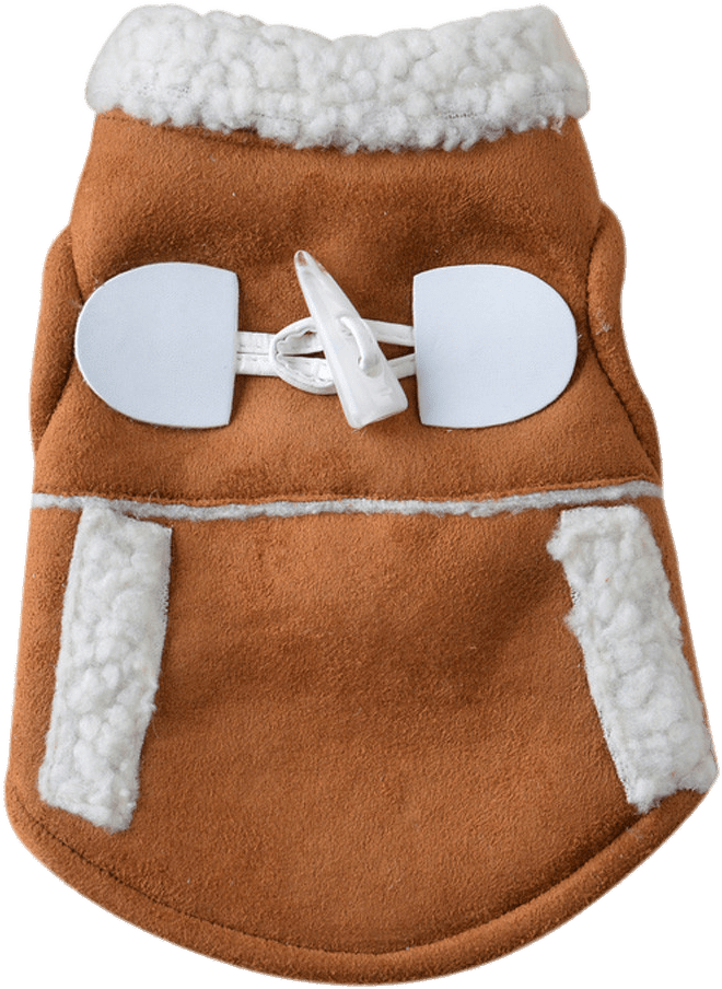 Brown Leather Dog Jacket With White Collar - Coat Clipart (1000x1000), Png Download