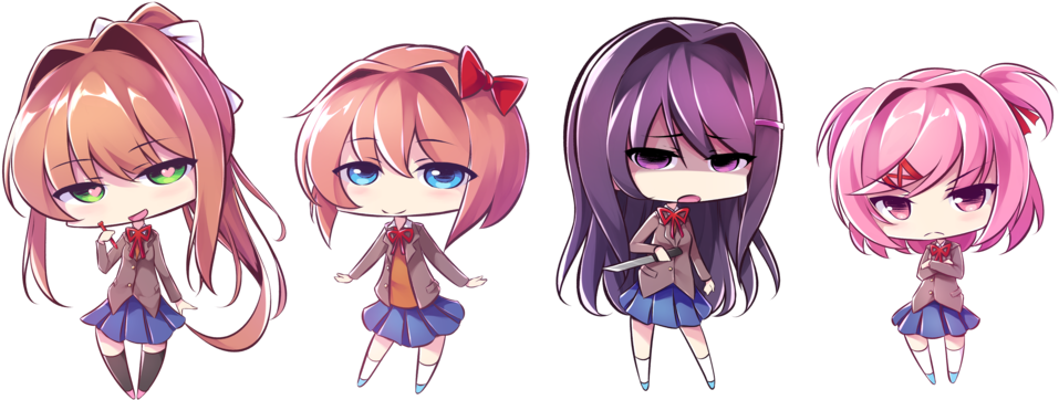 Doki Doki Literature Club Kawaii , Png Download - Chibi Dokidoki Literature Club Clipart (957x362), Png Download