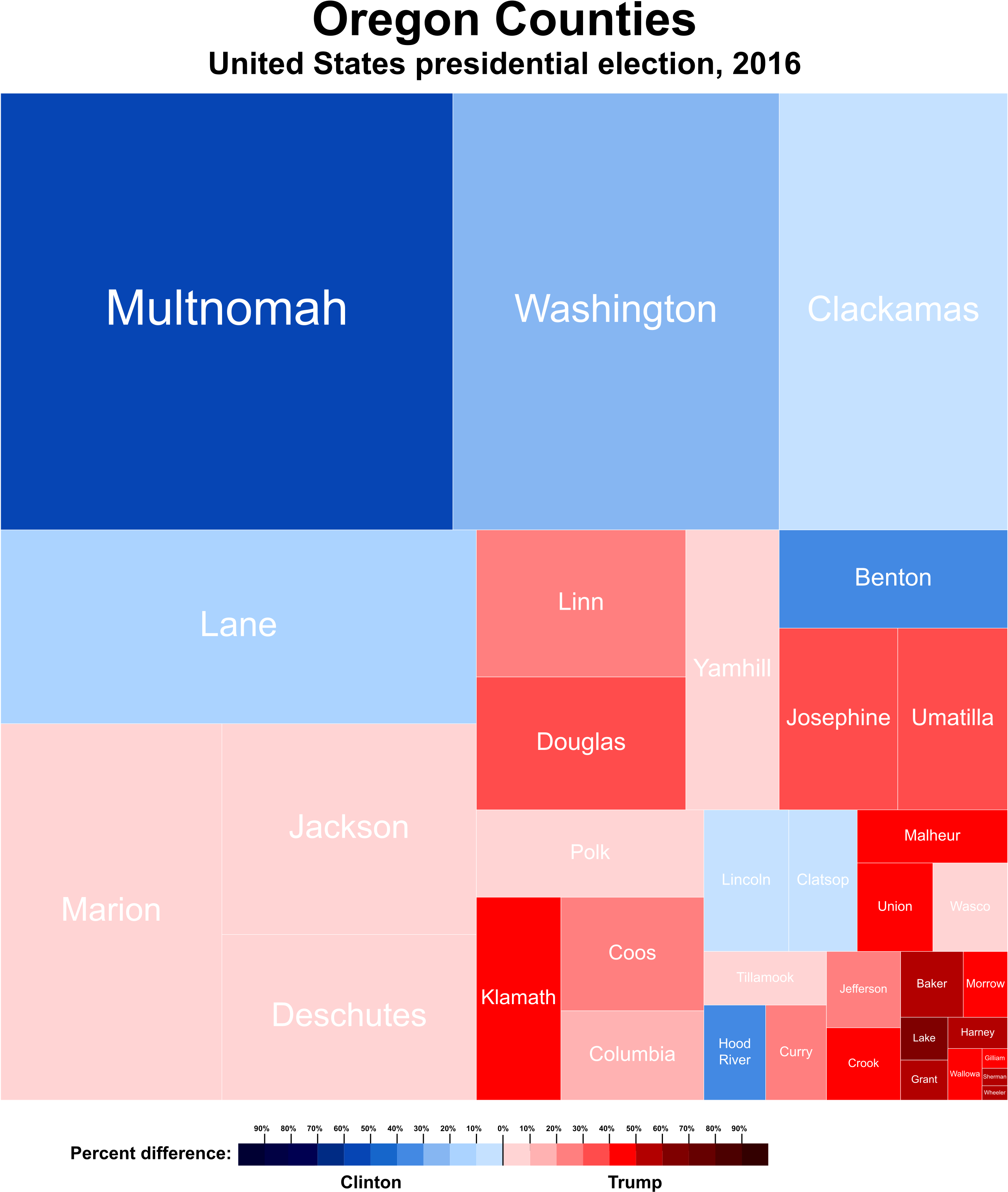 United States Presidential Election In Oregon, - Oregon Treemap 2016 Clipart (2904x3201), Png Download