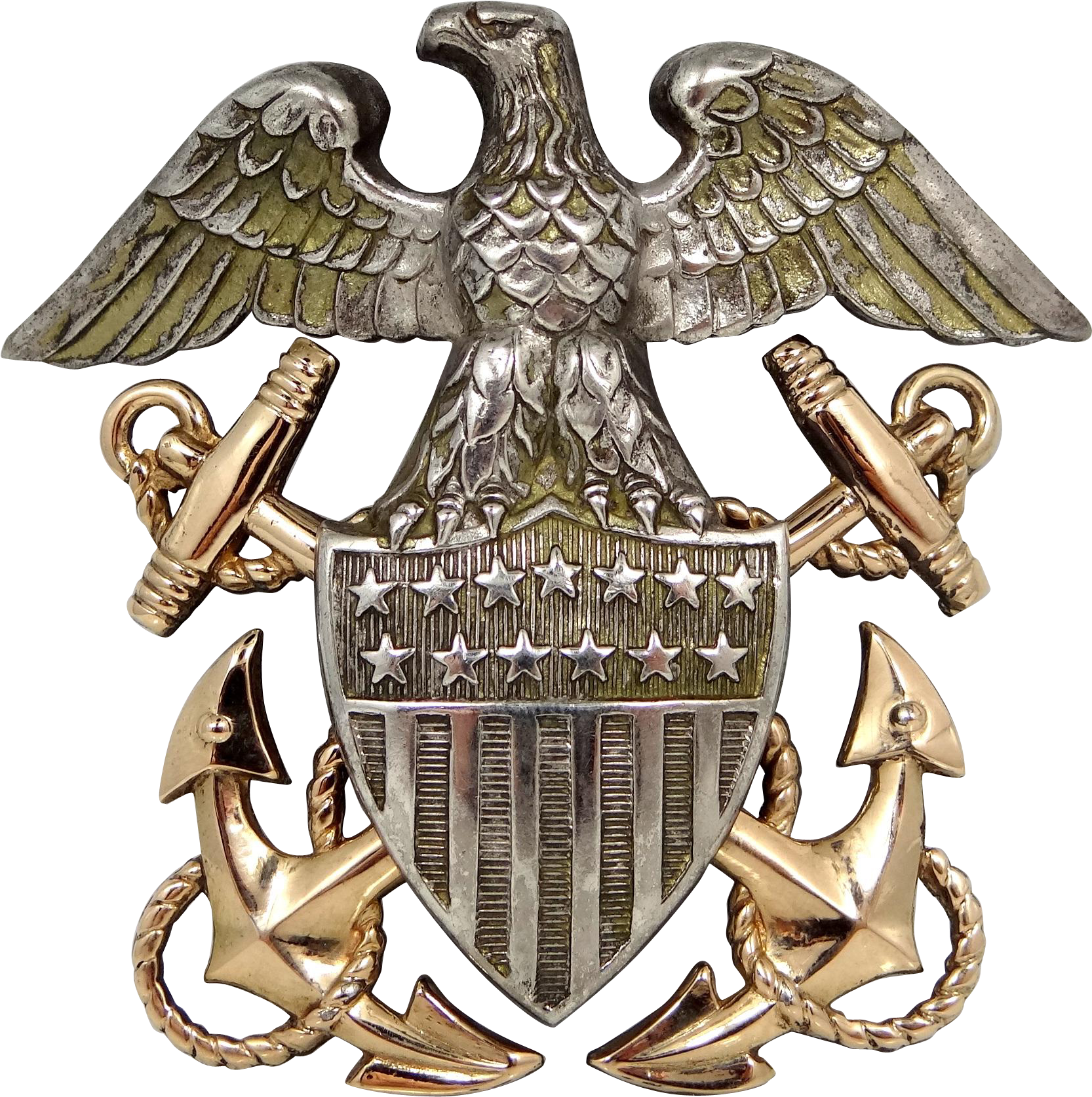 Navy Officer's Cap Hat Badge Eagle Insignia Sterling - Badge Clipart (1673x1673), Png Download