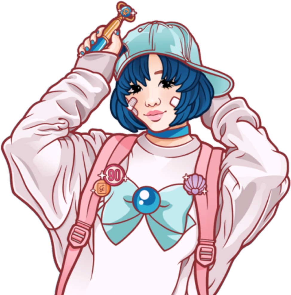 #tumblr #girl #anime #sailormoon - Fight Like A Girl Sailor Mercury Clipart (1024x1004), Png Download