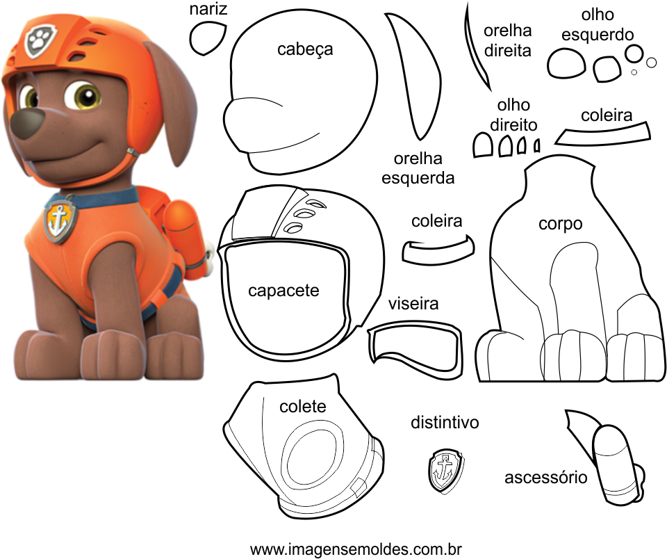 Creditos - Imagensemoldes - Paw Patrol Characters Png Clipart (1152x853), Png Download