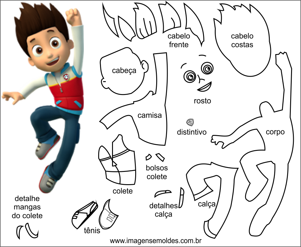 Molde Da Patrulha Canina Para Eva Feltro E Artesanato - Real Paw Patrol Dogs Clipart (1002x822), Png Download