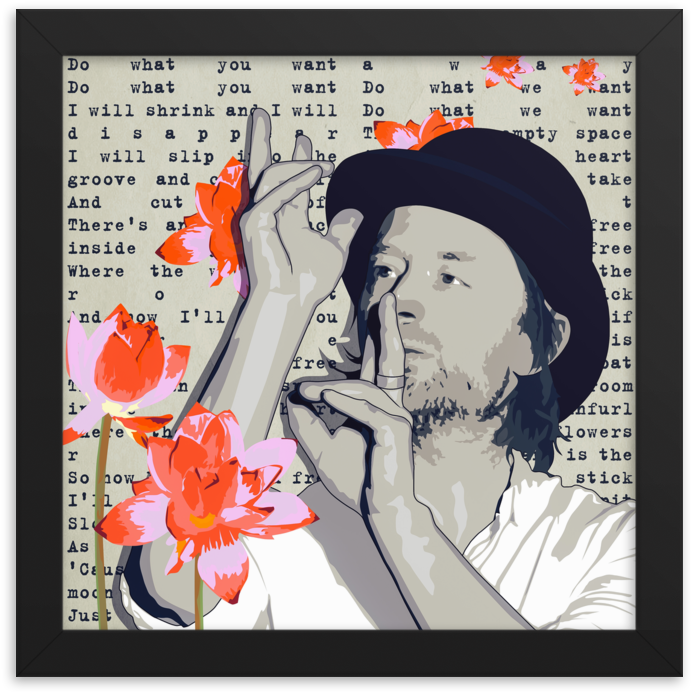 Radiohead Thom Yorke Lotus Flower Framed Poster - Thom Yorke Clipart (1000x1000), Png Download