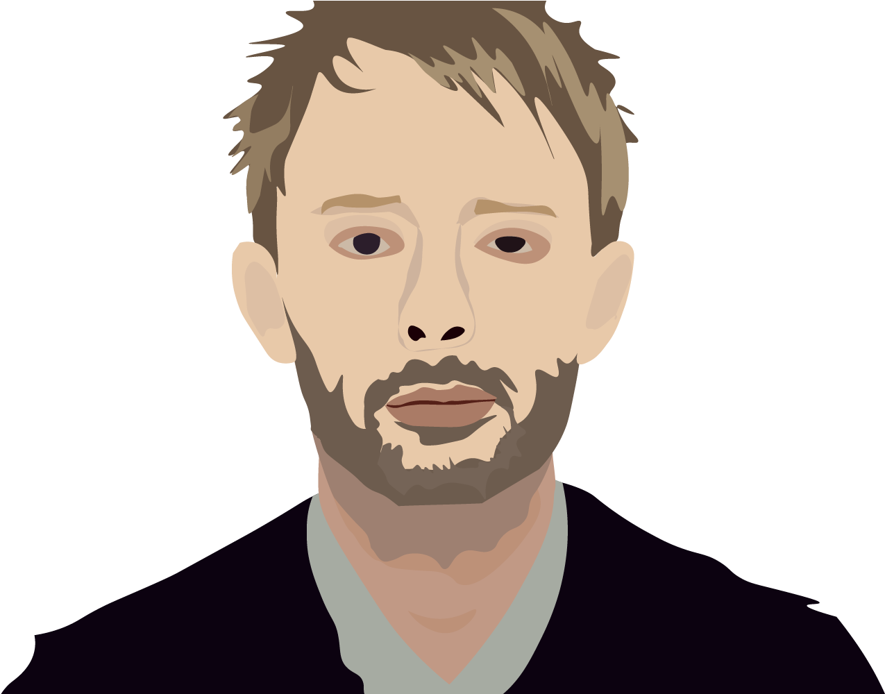 Thom Yorke Vector Portrait - Cartoon Clipart (1333x999), Png Download