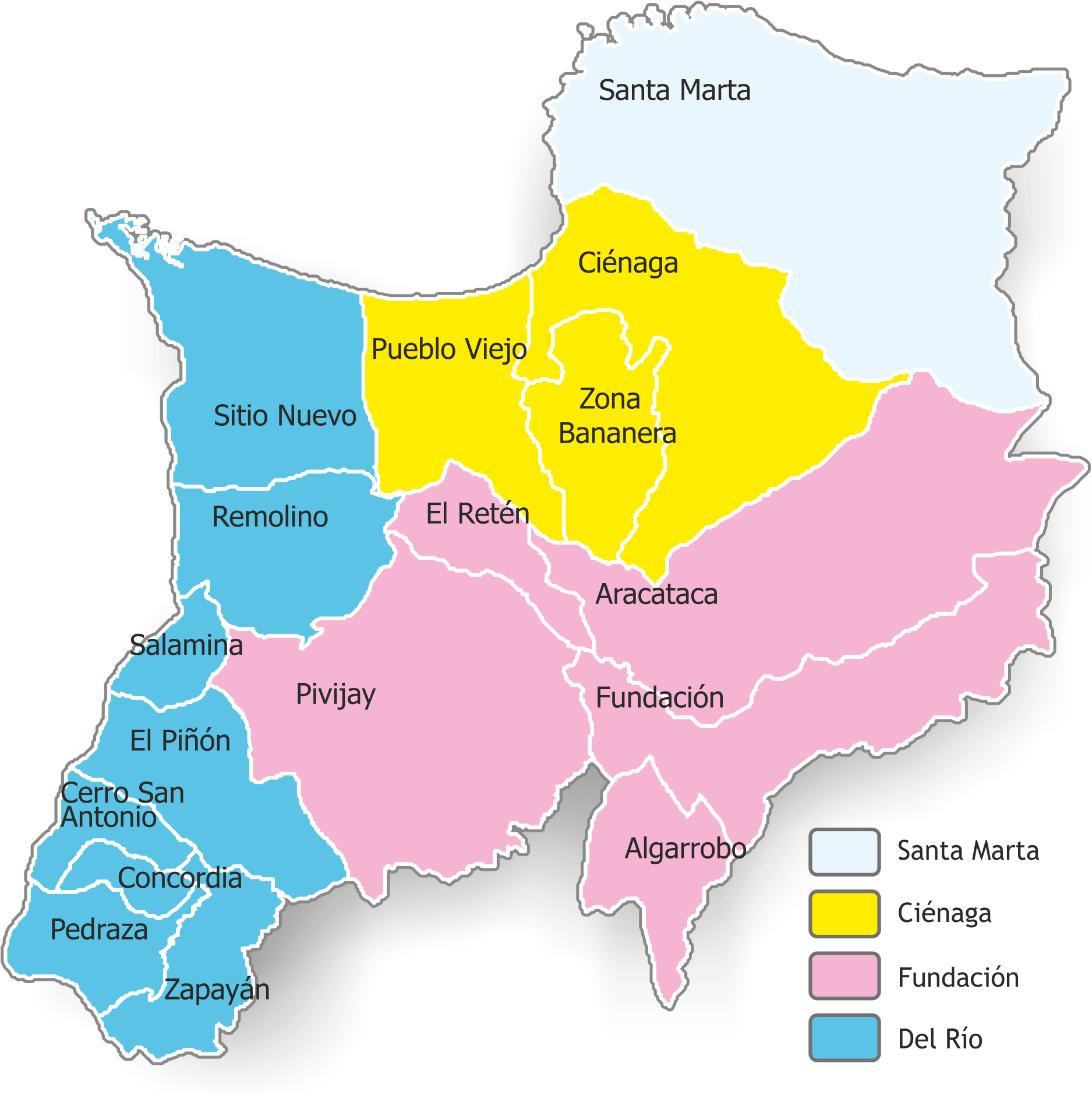 Diocesis De Santa Marta - Map Clipart (1902x1896), Png Download