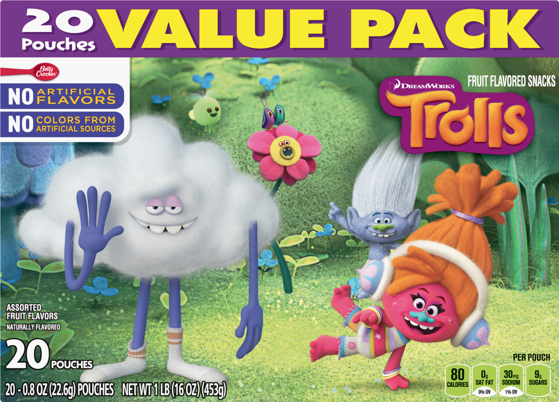 Trolls Fruit Flavored Snacks 20 Ct Value Pack, 16 Oz - Cartoon Clipart (1800x1800), Png Download