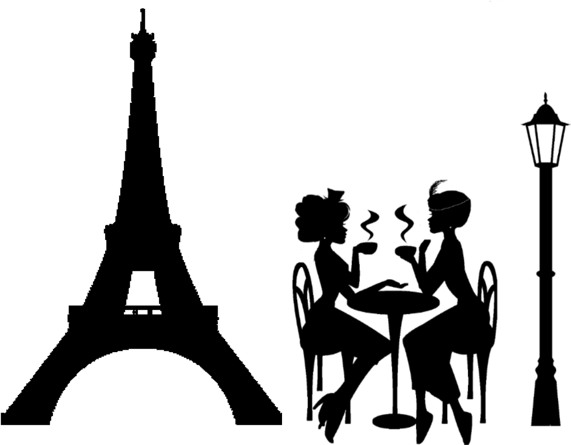 Audrey Hepburn Silhouette Images - 2 Women Drinking Coffee Clipart - Png Download (1279x933), Png Download