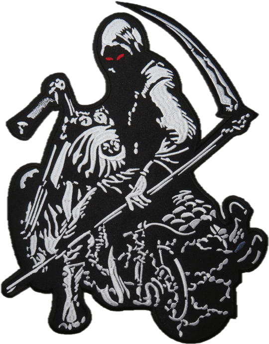 Demon Death Rider Reaper Embroidered Big Back Patch - Reaper Patches Clipart (940x705), Png Download