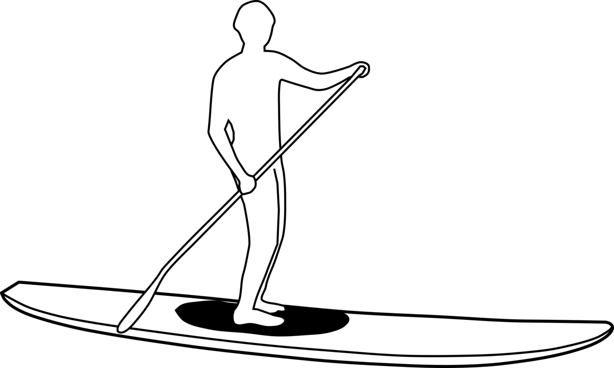 Surfing Clipart Individual Sport - Stand Up Paddle Boarding Drawing - Png Download (1252x750), Png Download