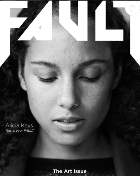 Alicia Keys Au Naturel En Couverture Du Magazine Fault - Alicia Keys No Makeup Cover Clipart (950x598), Png Download