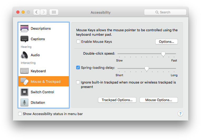 Mouse & Trackpad Enables Mouse Keys, Which Provides - Default Double Click Speed Mac Clipart (780x544), Png Download