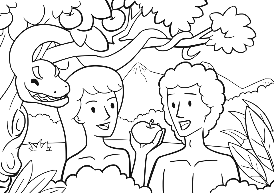 Adam, Bible, Bible Pics, Comic Characters, Eden, Eve - Adam And Eve Drawing Clipart (960x678), Png Download